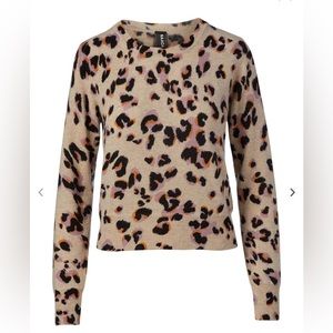 NAADAM Cashmere Crewneck Sweater in Leopard Print, Size Small